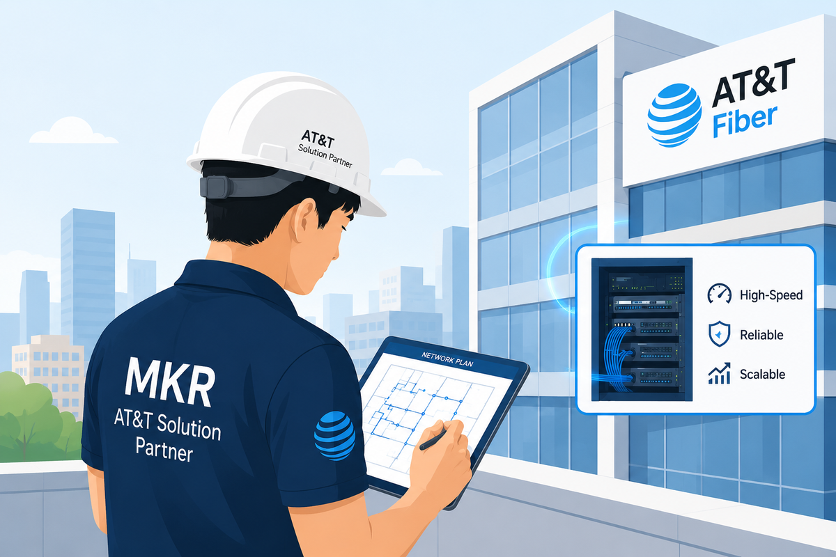 MKR AT&T Solution Partner engineer planning a building's AT&T Fiber network